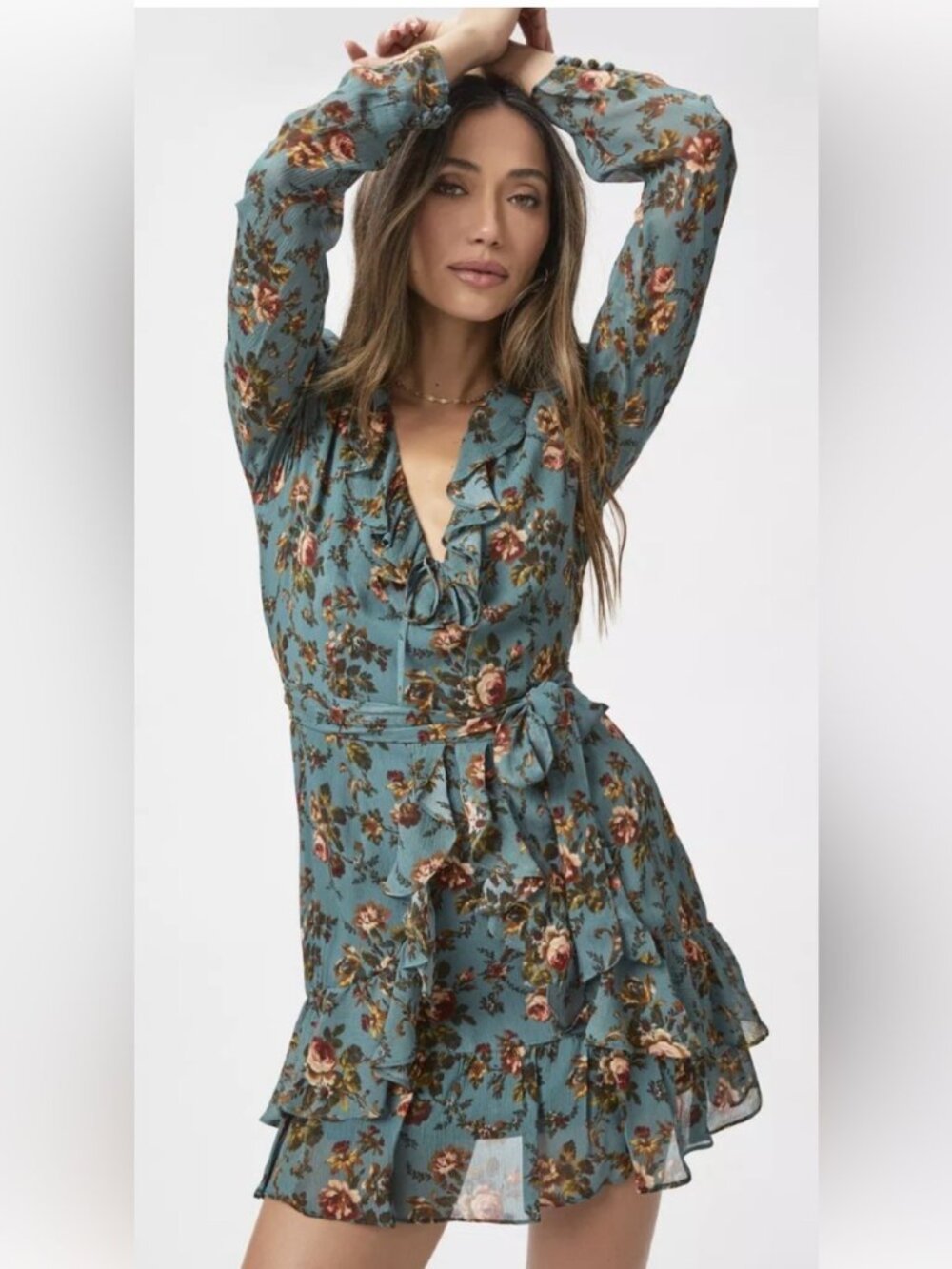 PAIGE Tamera silk dress fog blue